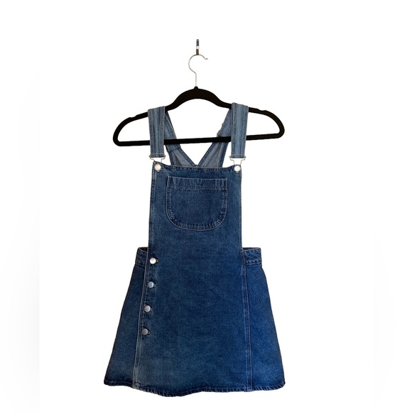 Zara Denim Pinafore Minidress with Shorts - Picture 1 of 4